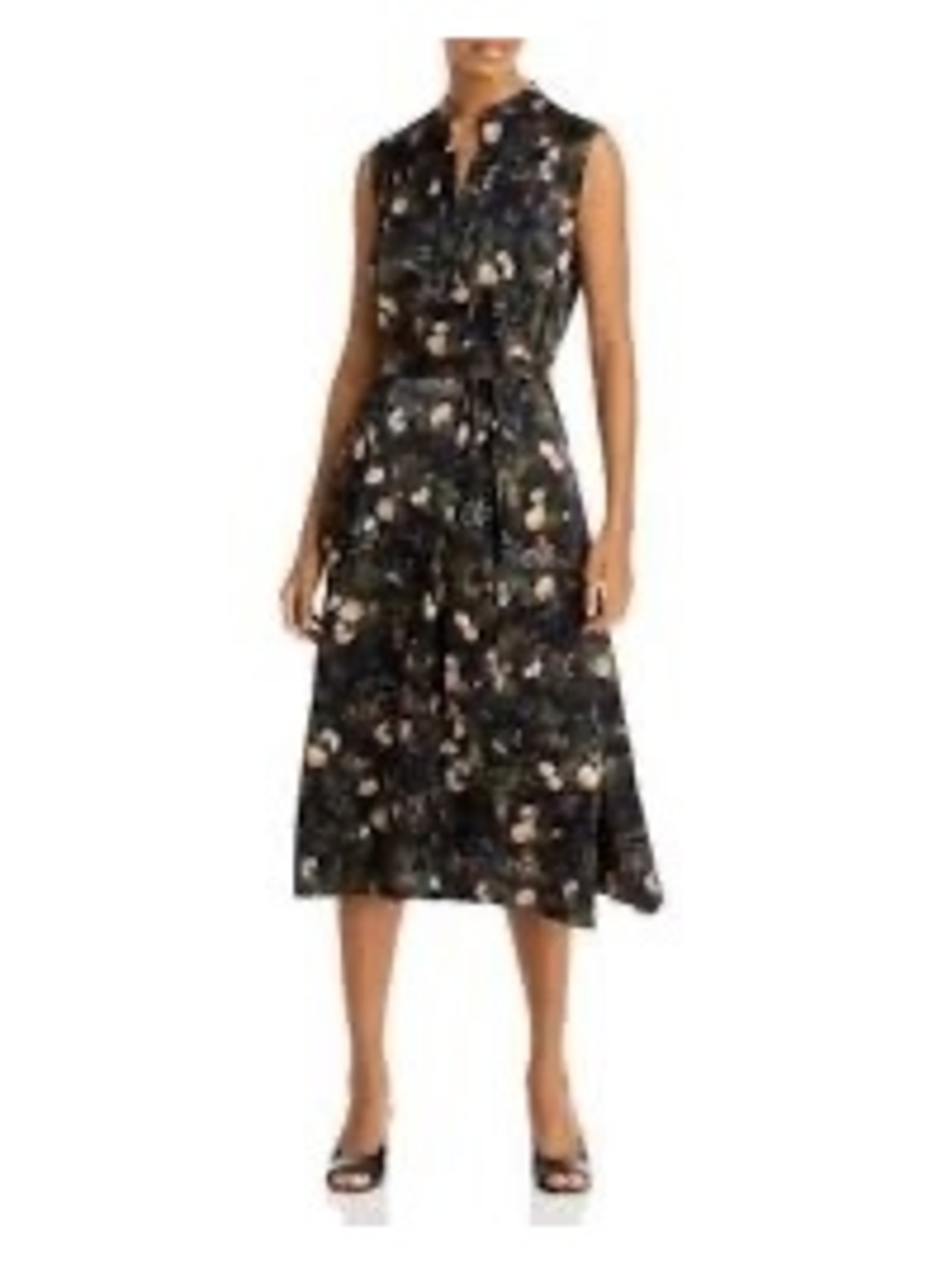 Vince rose field popover dress size large floral sleeveless midi dress